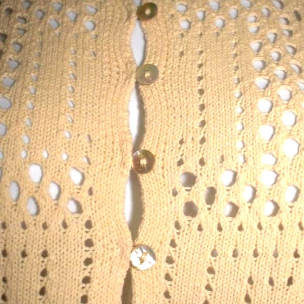 Zara Knit Cardigan Sweater Blouse M Cream Ruffle Button Up Flared Sleeve - Picture 6 of 16